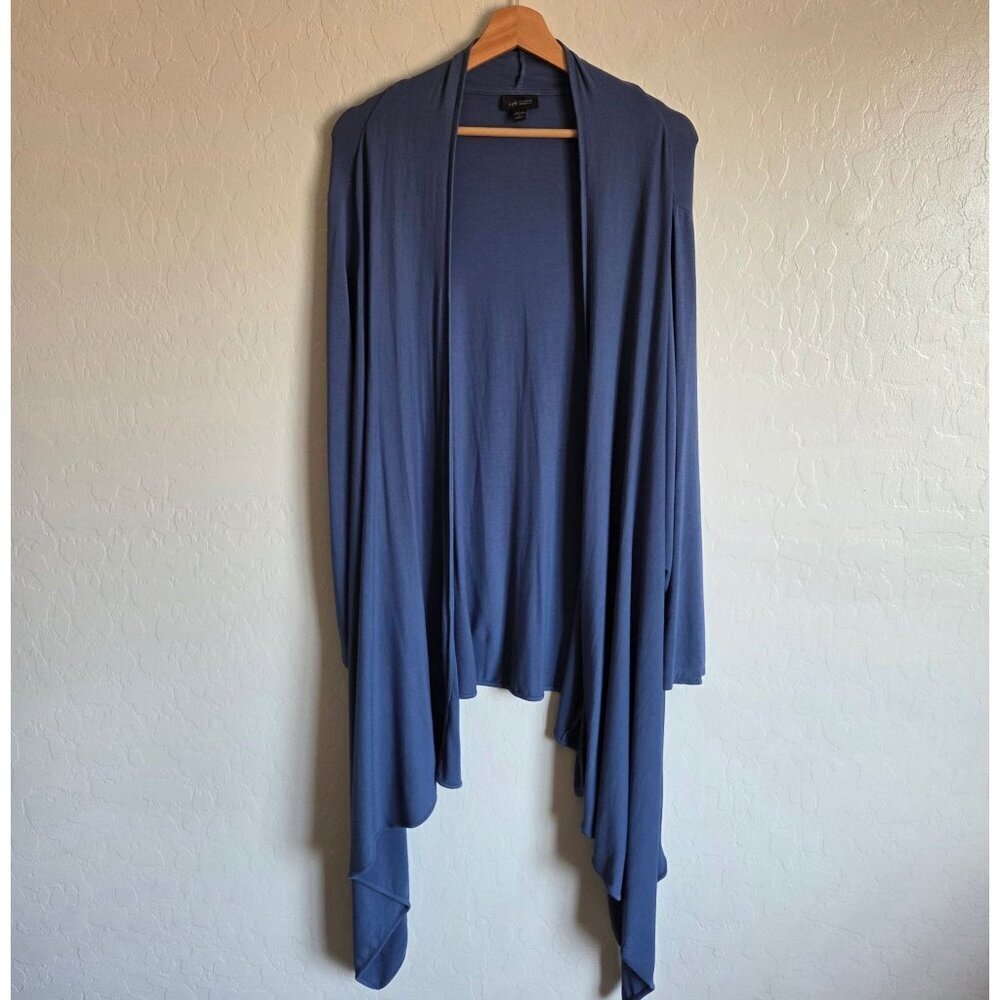 J. Jill Stretch Jersey Knit Open Front Drapey Waterfall Cardigan Blue Womens 3X